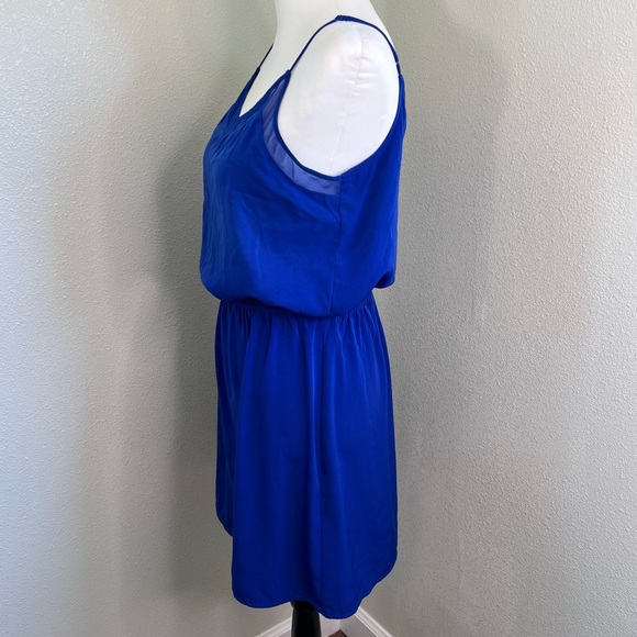 Express Blue Blouson Thin Strap Mini Dress Size Small - Picture 3 of 8